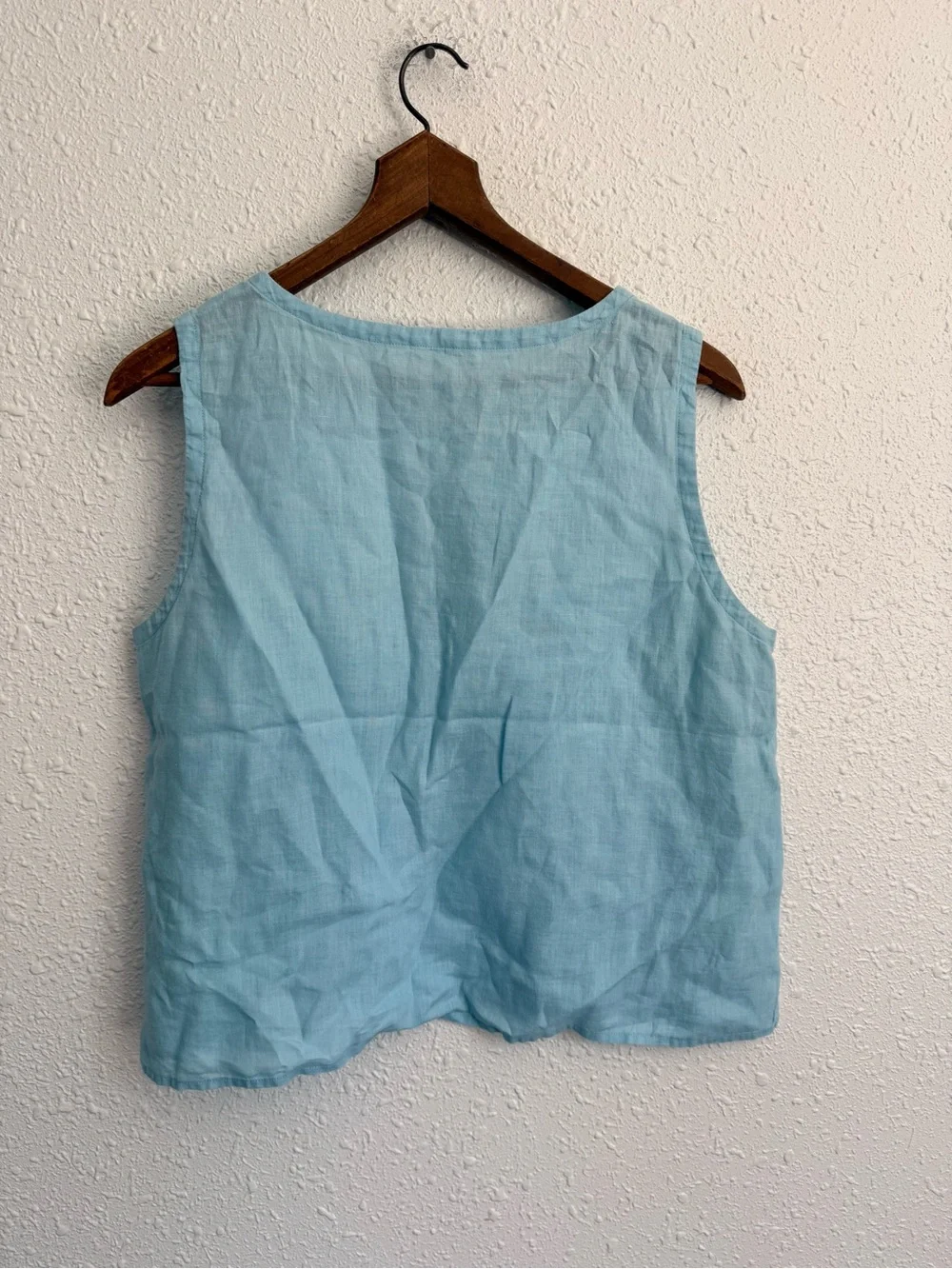 Eileen Fisher blue linen boxy cropped tank top L - Picture 6 of 6